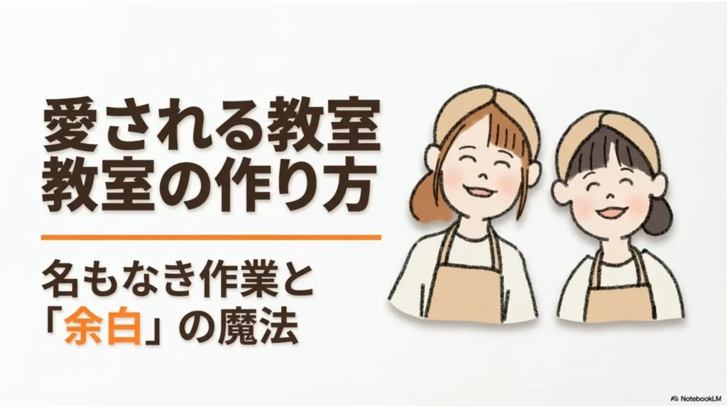 ブログ記事のタイトル画像。「愛される教室の作り方～名もなき作業と『余白』の魔法～」と書かれた表紙スライド