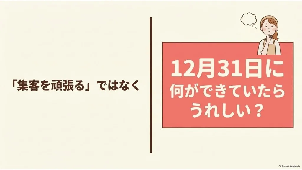 米粉パン教室の90日計画の始め方、『集客を頑張る』ではなく12月31日に何ができていたらうれしい？で未来のゴールから逆算して今週の一歩を決める教室経営の設計図