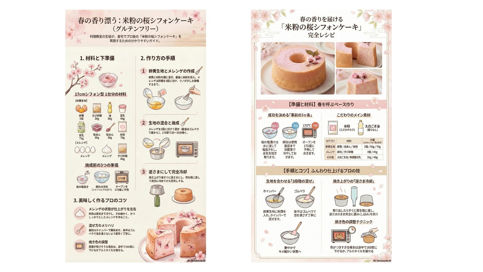 レシピシート完成例｜米粉桜シフォンのインフォグラフィック