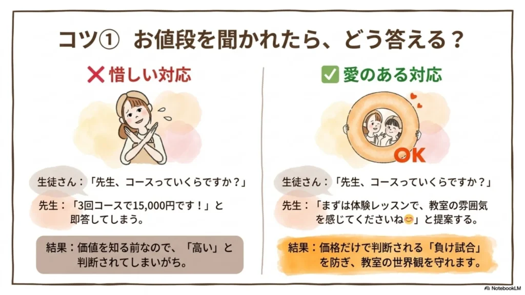 米粉パン教室の体験レッスン成約コツ①お値段を聞かれたときの『惜しい対応』と『愛のある対応』の違い