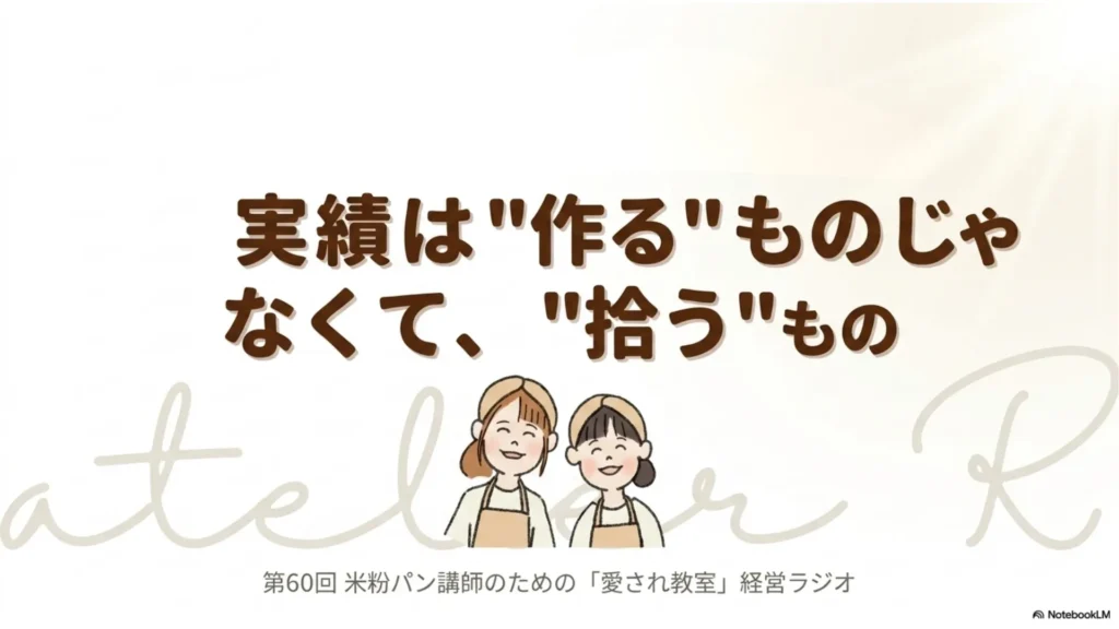 米粉パン講師のための経営ラジオ第60回 実績は『作る』ものじゃなくて『拾う』もの〜あなたの現場に埋まっている宝物の見つけ方〜