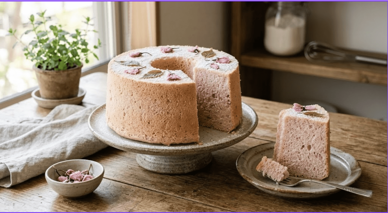 Geminiで生成した米粉桜シフォンケーキ写真