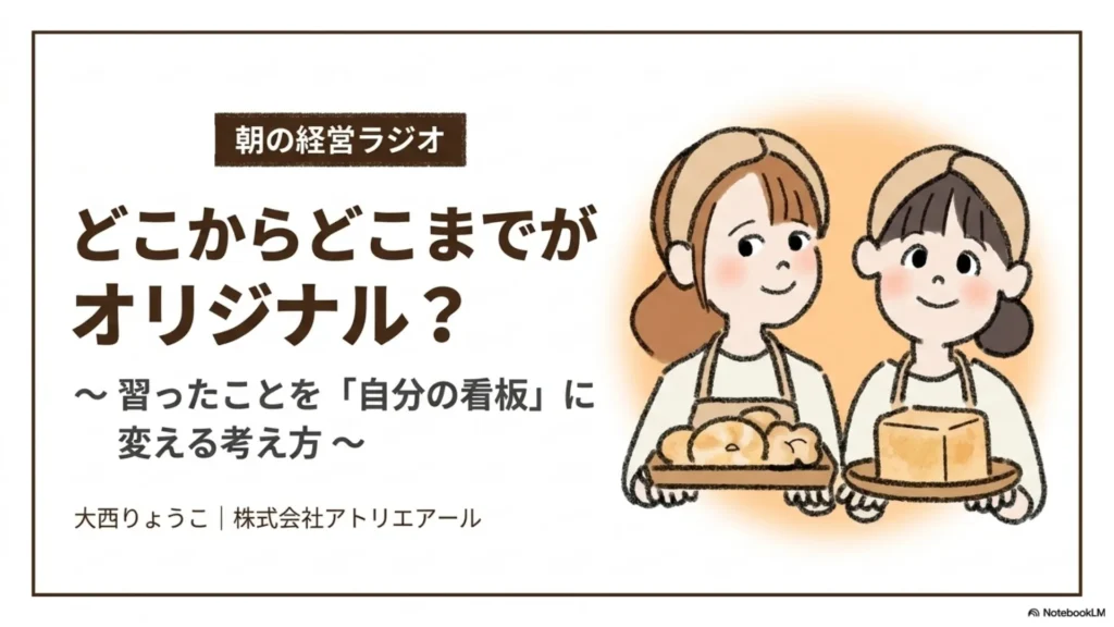 朝の経営ラジオ第66回。どこからどこまでがオリジナル？習ったことを自分の看板に変える考え方