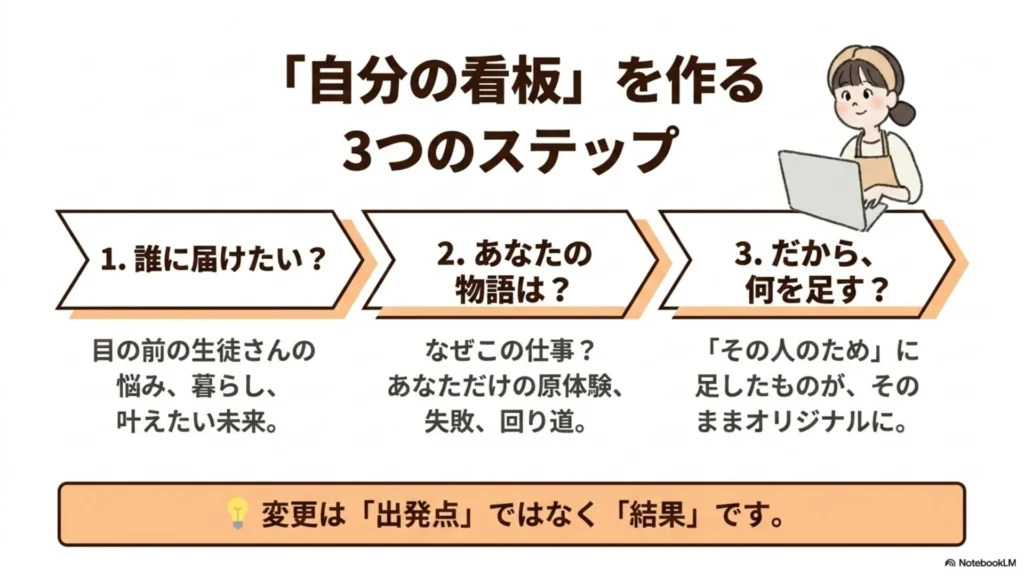 米粉パン教室の自分の看板を作る3ステップ。誰に届けたいか、あなたの物語、何を足すか